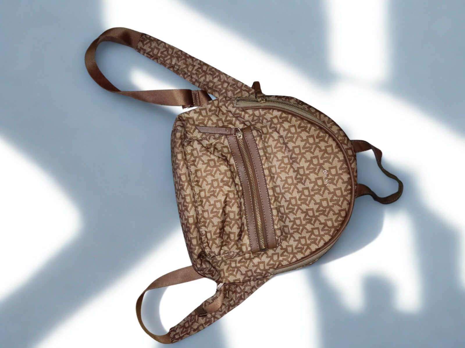 DKNY Brown Monogram Mini Backpack - Image 2